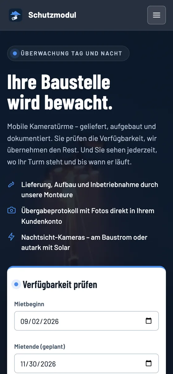 Startseite Schutzmodul, mobil