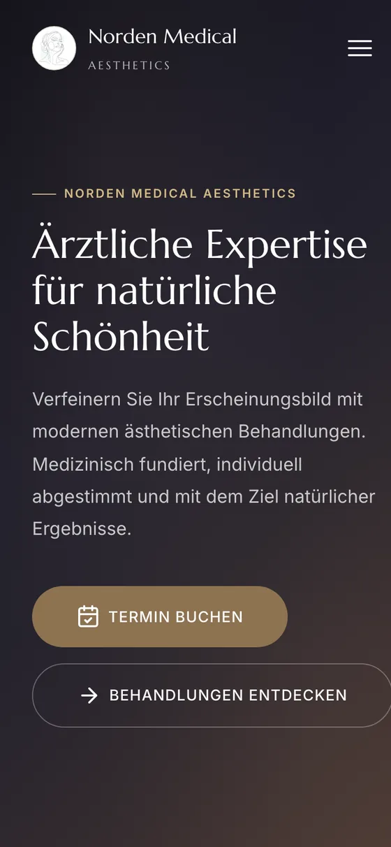 Startseite Norden Medical Aesthetics, mobil